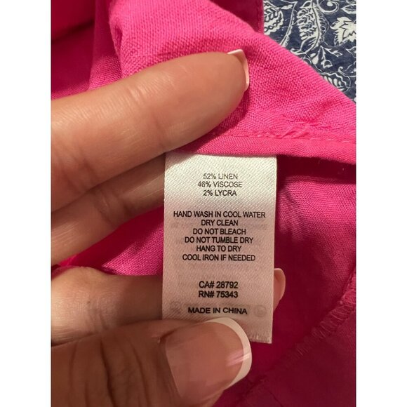 House of Harlow Pink Long Sleeve Linen Cropped Double Breasted Blazer Size M - Picture 9 of 9